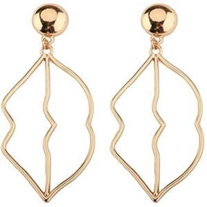 Lips Gold Drop Earrings